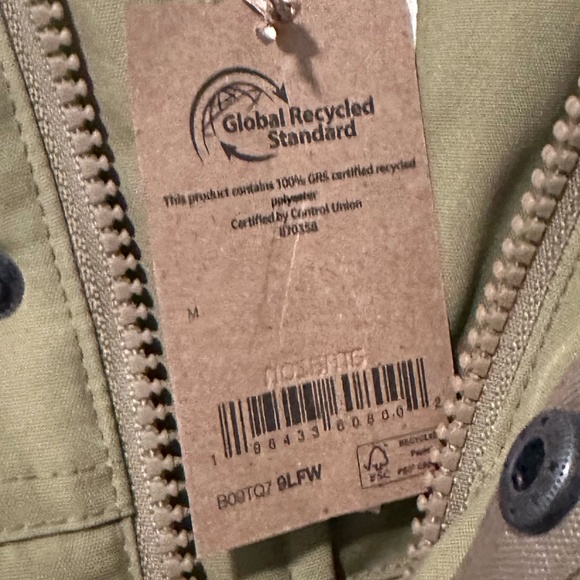 Sage Green medium Mens Parka Relaxed-Fit Water Repellent Polyester Hooded - Picture 2 of 6